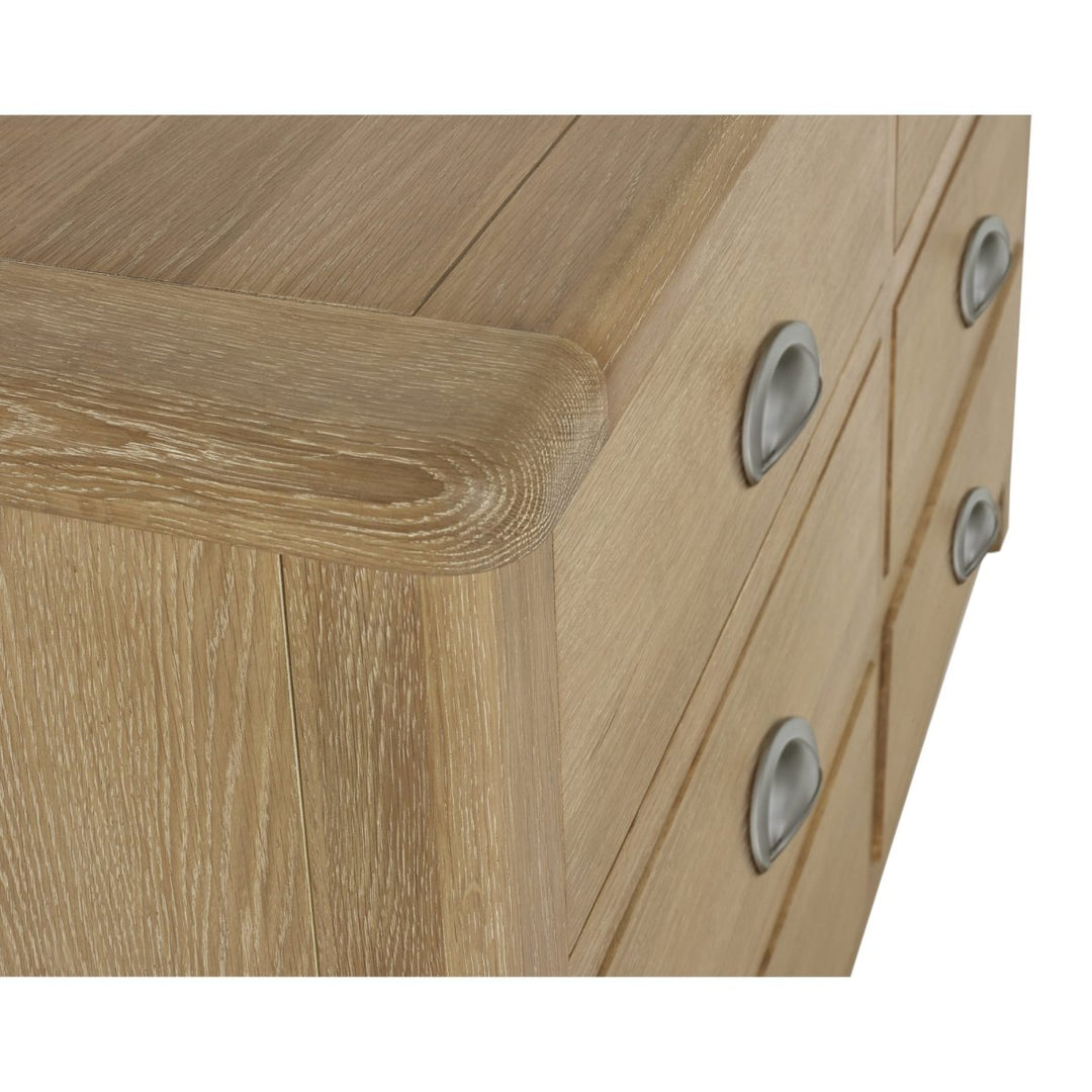 Memphis Limed Oak 6 Drawer Wide Chest12 - Duck Barn Interiors