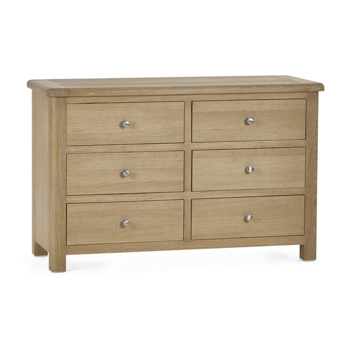 Memphis Limed Oak 6 Drawer Wide Chest6 - Duck Barn Interiors