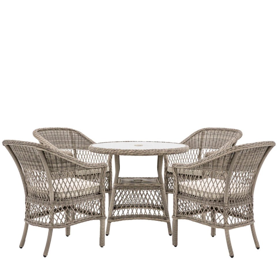 Menton 4 Seater Round Dining Table Set - Stone7 - Duck Barn Interiors