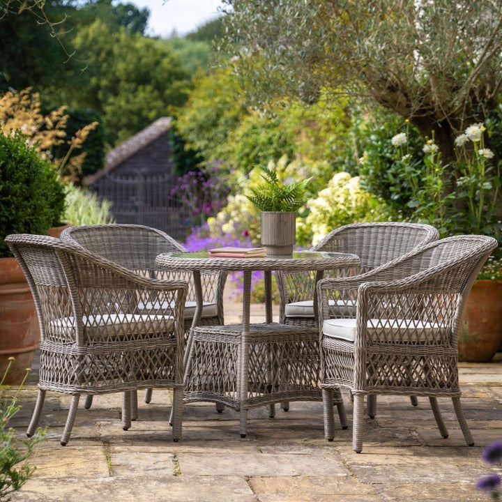 Menton 4 Seater Round Dining Table Set - Stone1 - Duck Barn Interiors