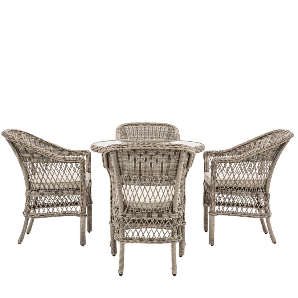 Menton 4 Seater Round Dining Table Set - Stone4 - Duck Barn Interiors