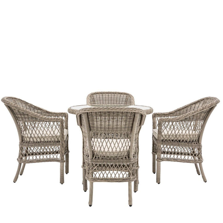 Menton 4 Seater Round Dining Table Set - Stone4 - Duck Barn Interiors