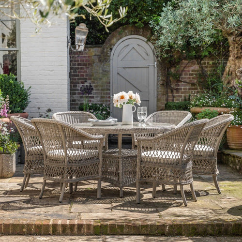 Menton 6 Seater Round  Dining Table Set - Stone