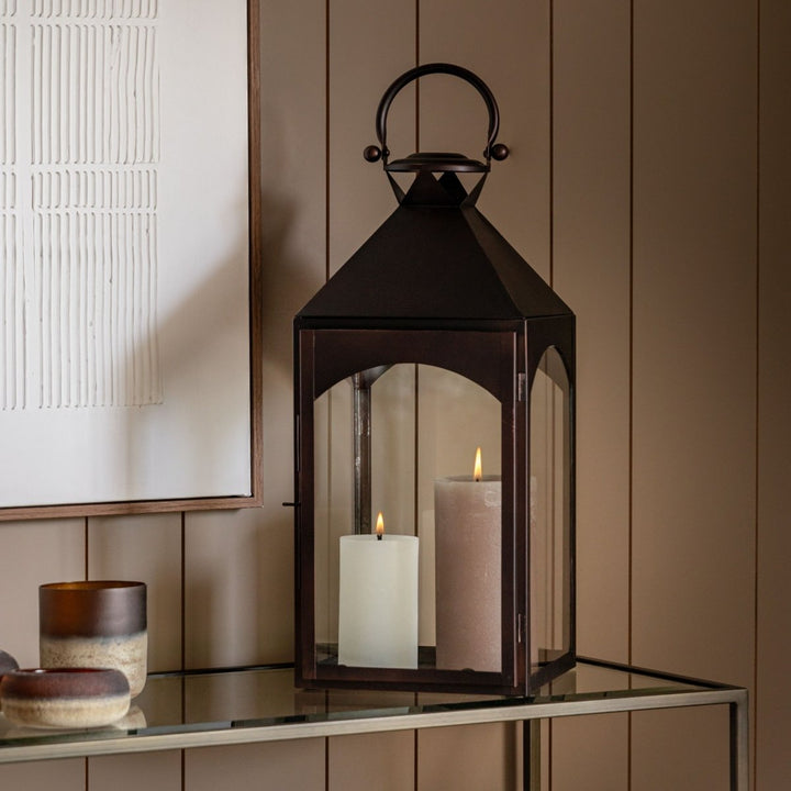 Metal Lantern - Brown Large1 - Duck Barn Interiors