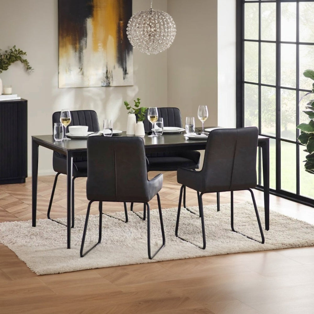 Miami Rectangular Stone Top Dining Table - Slate Grey1 - Duck Barn Interiors