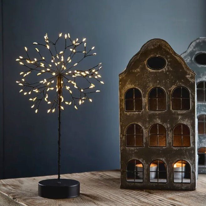 Mini Table Dandelion with Warm White LEDs - Black - Battery Powered3 - Duck Barn Interiors