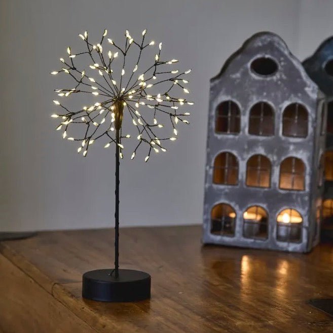 Mini Table Dandelion with Warm White LEDs - Black - Battery Powered1 - Duck Barn Interiors