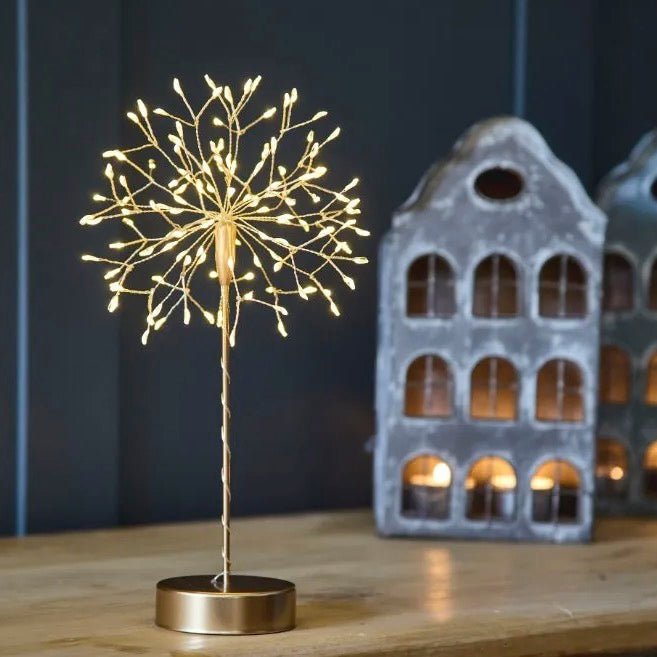 Mini Table Dandelion with Warm White LEDs - Gold - Battery Powered2 - Duck Barn Interiors