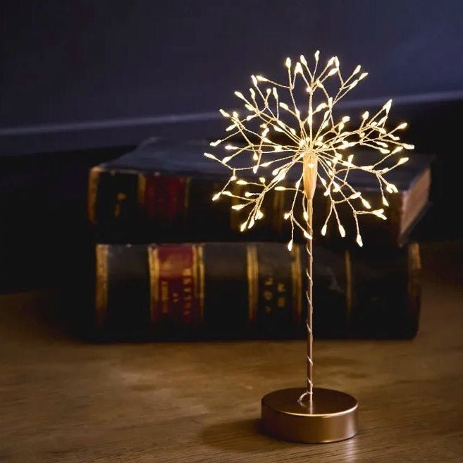 Mini Table Dandelion with Warm White LEDs - Gold - Battery Powered1 - Duck Barn Interiors