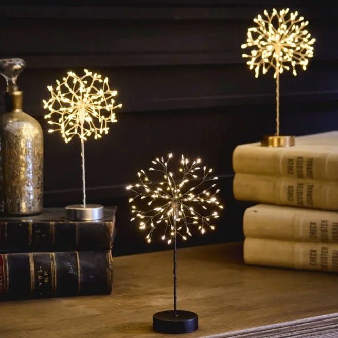 Mini Table Dandelion with Warm White LEDs - Silver - Battery Powered3 - Duck Barn Interiors