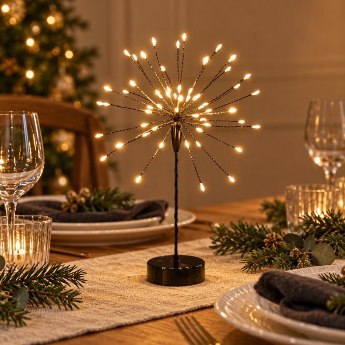 Mini Table Starburst with Warm White LEDs - Black - Battery Powered1 - Duck Barn Interiors