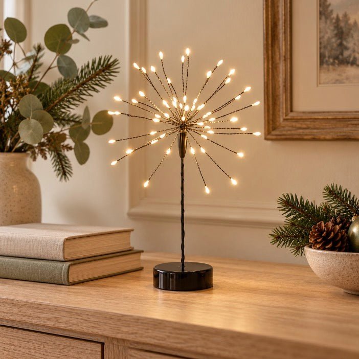 Mini Table Starburst with Warm White LEDs - Black - Battery Powered2 - Duck Barn Interiors