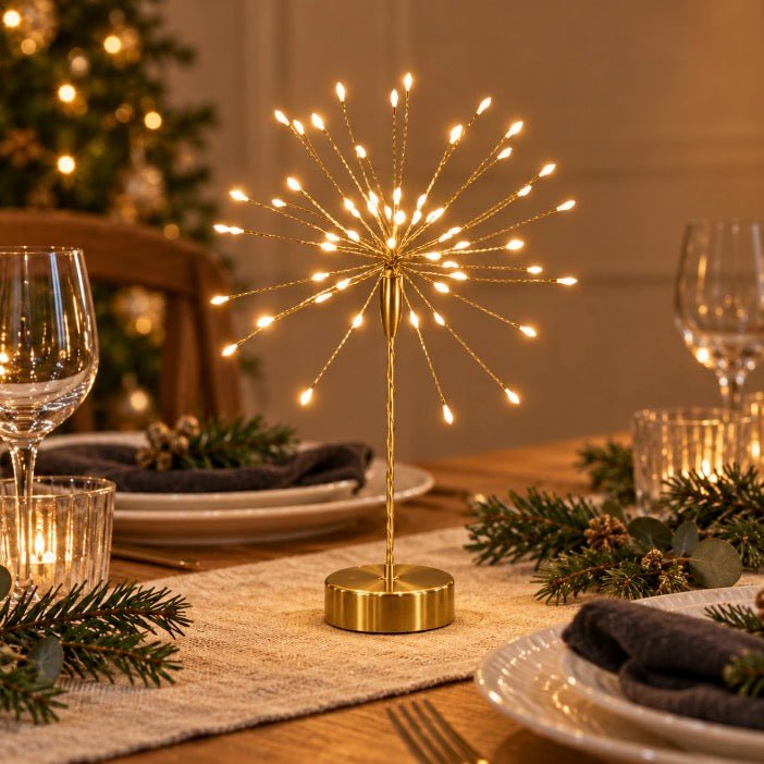 Mini Table Starburst with Warm White LEDs - Gold - Battery Powered2 - Duck Barn Interiors