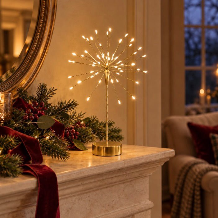 Mini Table Starburst with Warm White LEDs - Gold - Battery Powered3 - Duck Barn Interiors