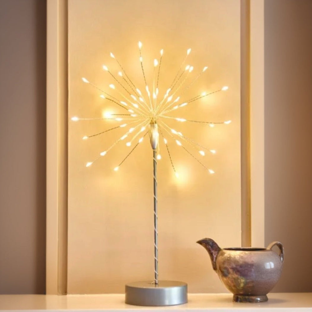 Mini Table Starburst with Warm White LEDs - Silver - Battery Powered1 - Duck Barn Interiors