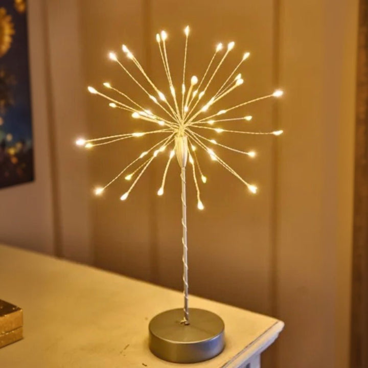 Mini Table Starburst with Warm White LEDs - Silver - Battery Powered3 - Duck Barn Interiors