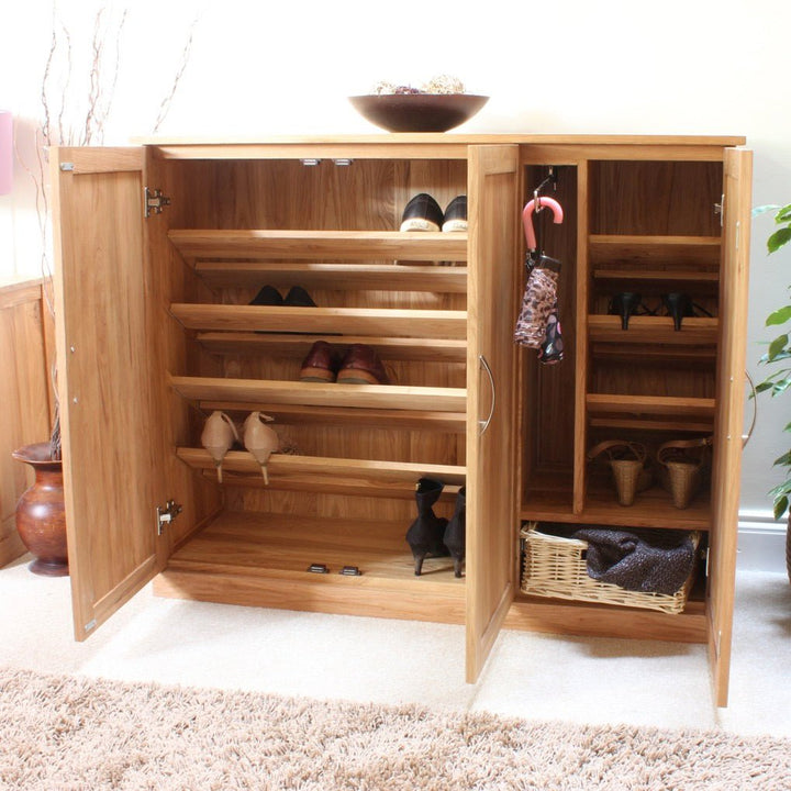 Mobel Oak Extra Large Shoe Storage Cupboard3 - Duck Barn Interiors