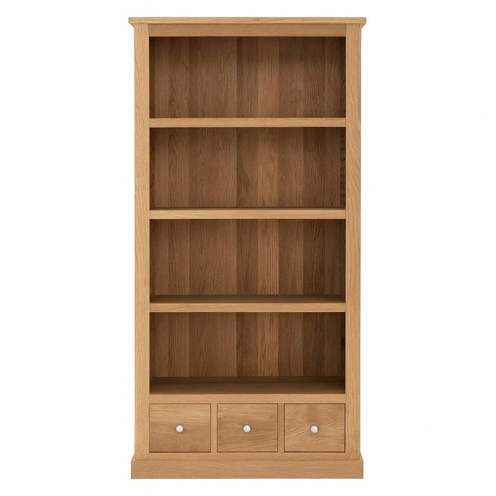 Mobel Oak Large Bookcase With Drawers1 - Duck Barn Interiors