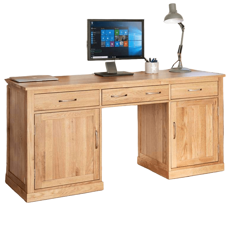 Mobel Oak Large Hidden Office Twin Pedestal Desk1 - Duck Barn Interiors