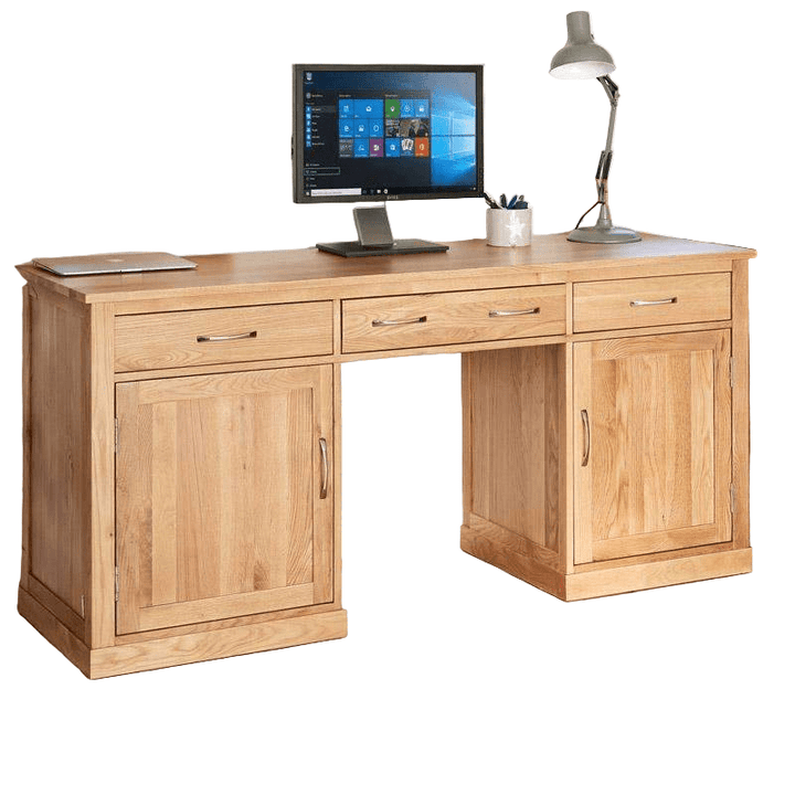 Mobel Oak Large Hidden Office Twin Pedestal Desk1 - Duck Barn Interiors