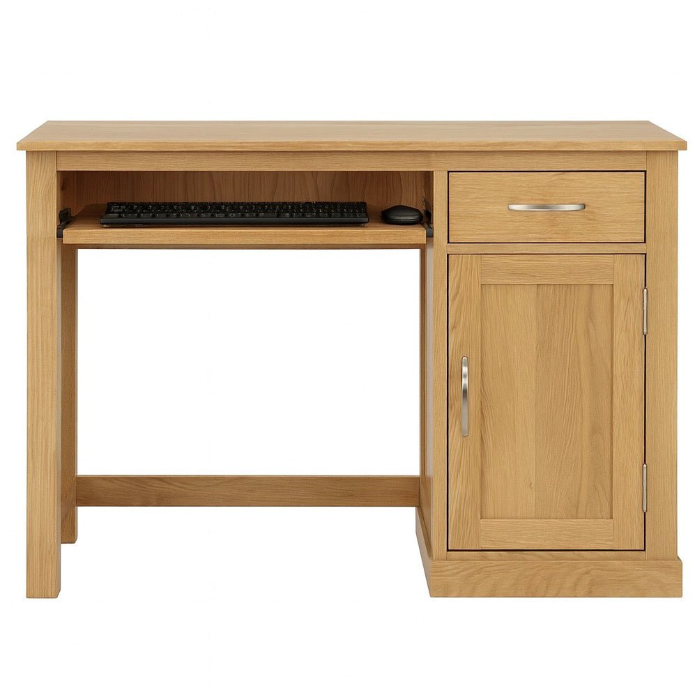 Mobel Oak Single Pedestal Computer Desk1 - Duck Barn Interiors