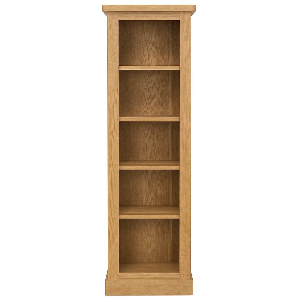 Mobel Oak Tall Narrow Bookcase1 - Duck Barn Interiors