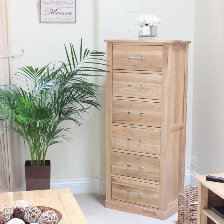 Mobel Oak Tallboy With Six Drawers1 - Duck Barn Interiors