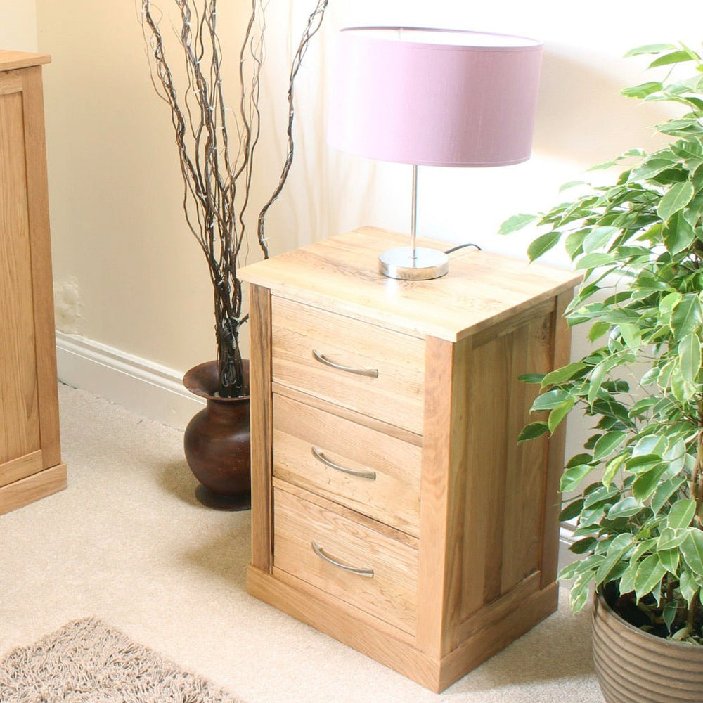 Mobel Oak Three Drawer Lamp/Bedside Table2 - Duck Barn Interiors