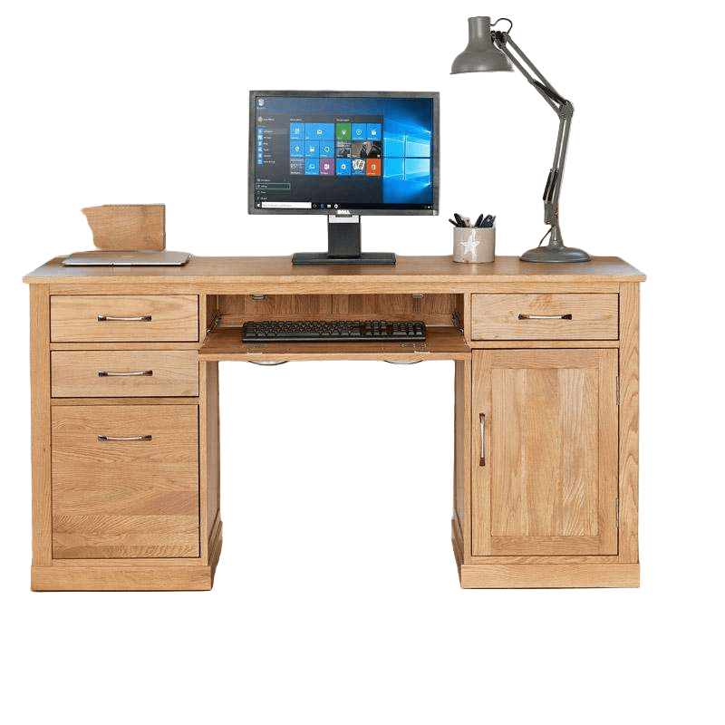 Mobel Oak Twin Pedestal Computer Desk1 - Duck Barn Interiors