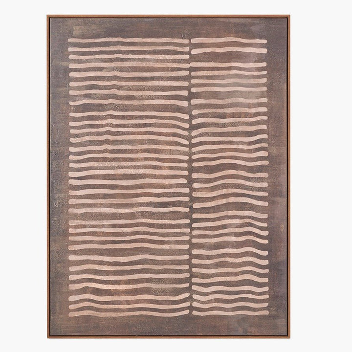 Natural Linear Design Framed Canvas - Brown8 - Duck Barn Interiors