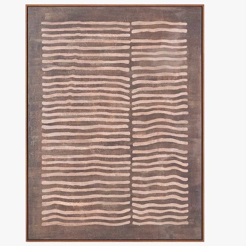 Natural Linear Design Framed Canvas - Brown2 - Duck Barn Interiors