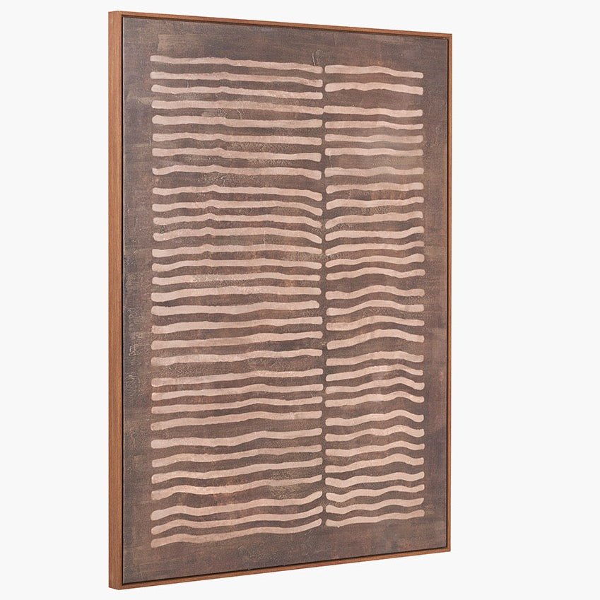 Natural Linear Design Framed Canvas - Brown4 - Duck Barn Interiors