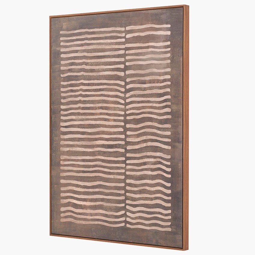 Natural Linear Design Framed Canvas - Brown3 - Duck Barn Interiors