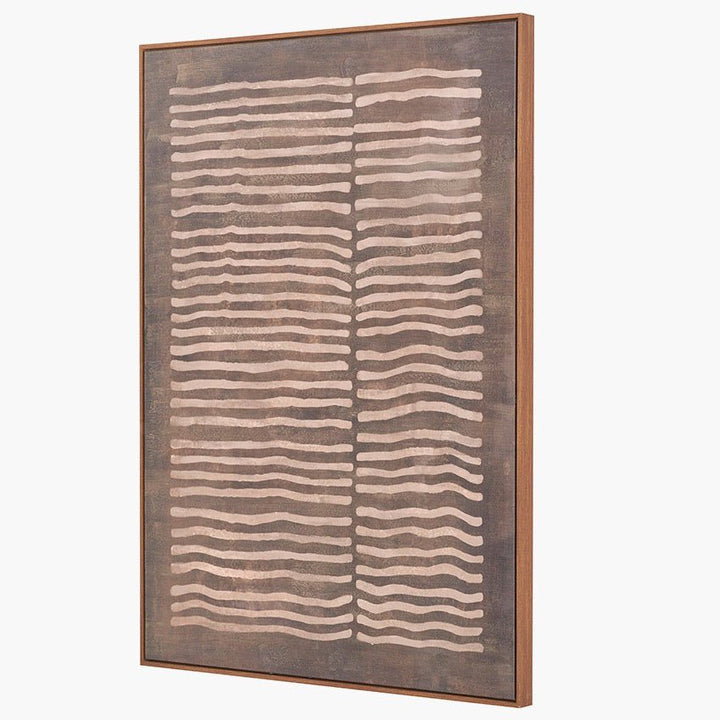 Natural Linear Design Framed Canvas - Brown3 - Duck Barn Interiors