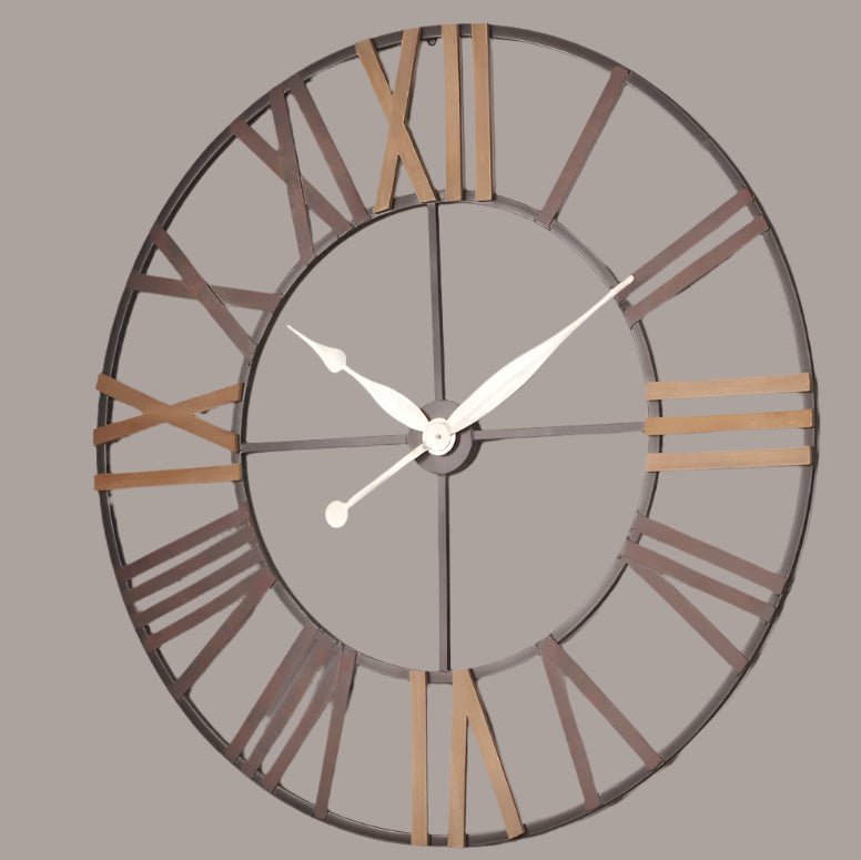 Natural Wood and Antique Grey Extra Large Wall Clock (120cm)1 - Duck Barn Interiors