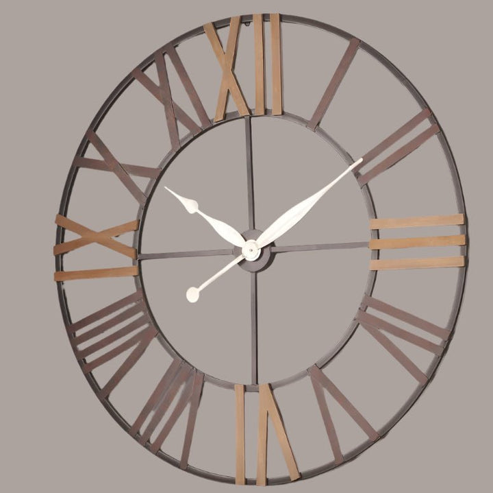 Natural Wood and Antique Grey Extra Large Wall Clock (120cm)1 - Duck Barn Interiors