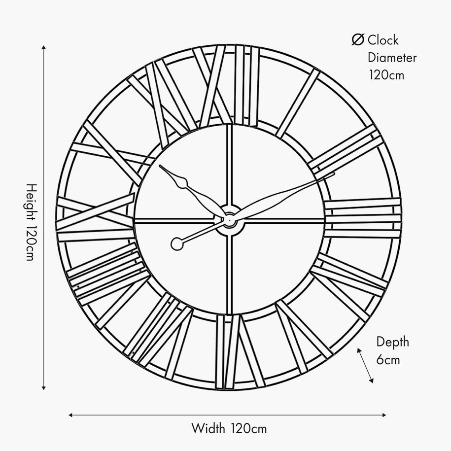 Natural Wood and Antique Grey Extra Large Wall Clock (120cm)4 - Duck Barn Interiors