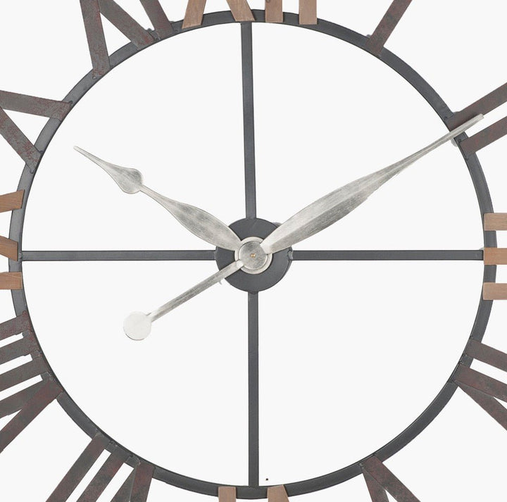 Natural Wood and Antique Grey Extra Large Wall Clock (120cm)3 - Duck Barn Interiors