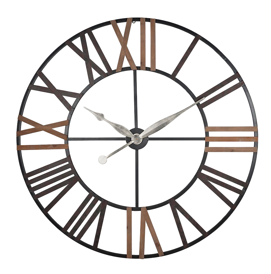 Natural Wood and Antique Grey Extra Large Wall Clock (120cm)2 - Duck Barn Interiors