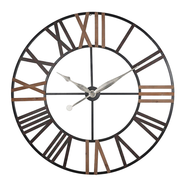 Natural Wood and Antique Grey Extra Large Wall Clock (120cm)2 - Duck Barn Interiors