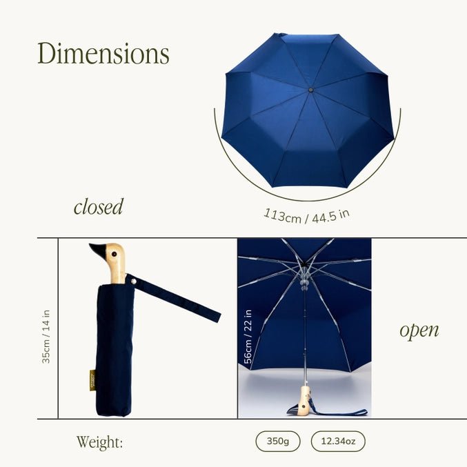 Navy Compact Eco-Friendly Duck Umbrella5 - Duck Barn Interiors