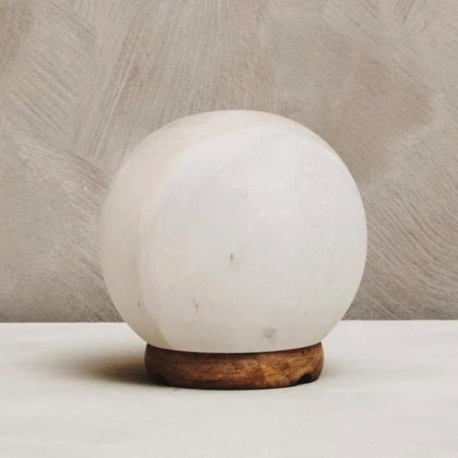 Nepal Himalayan Round White Natural Salt Lamp3 - Duck Barn Interiors