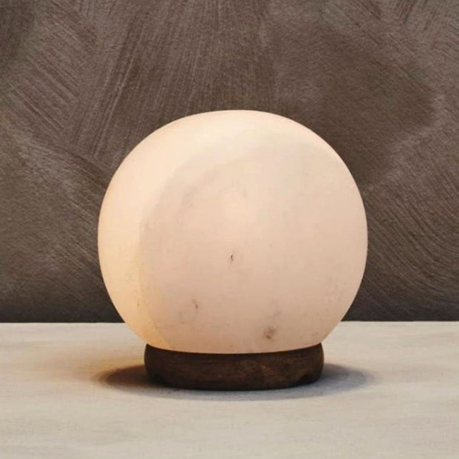 Nepal Himalayan Round White Natural Salt Lamp4 - Duck Barn Interiors