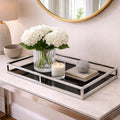 Obsidian Black Glass & Silver Rectangular Tray - Medium