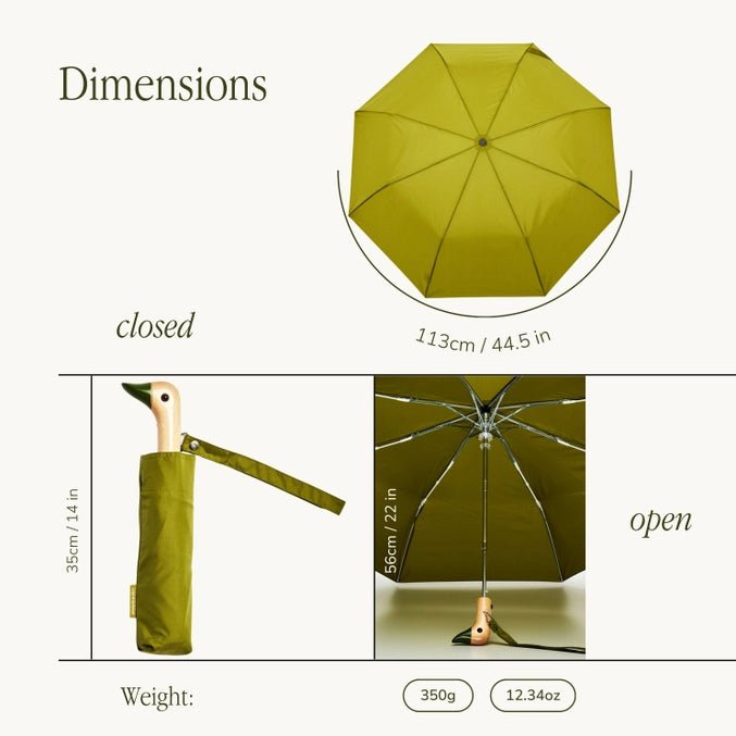 Olive Compact Eco-Friendly Duck Umbrella4 - Duck Barn Interiors