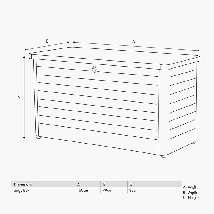 Outdoor Black Galvanised Cushion Storage Box - Large14 - Duck Barn Interiors