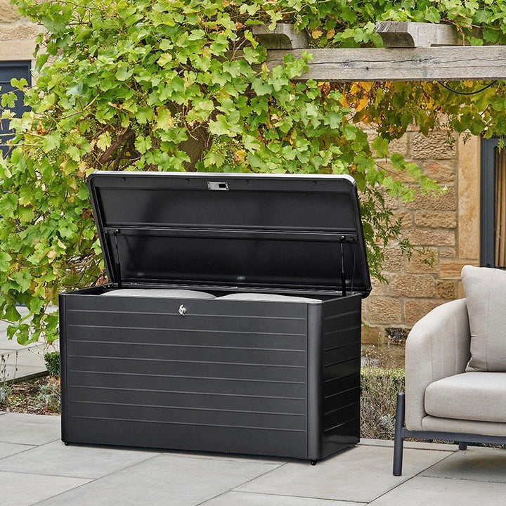 Outdoor Black Galvanised Cushion Storage Box - Small1 - Duck Barn Interiors