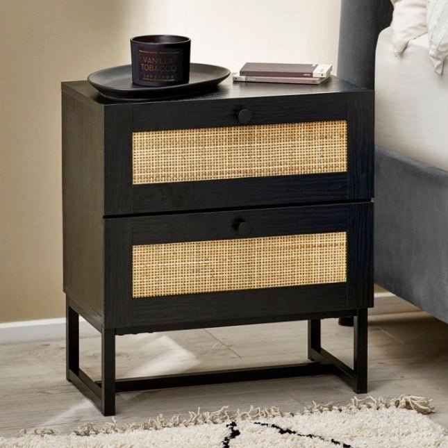 Padstow 2 Drawer Bedside - Black1 - Duck Barn Interiors