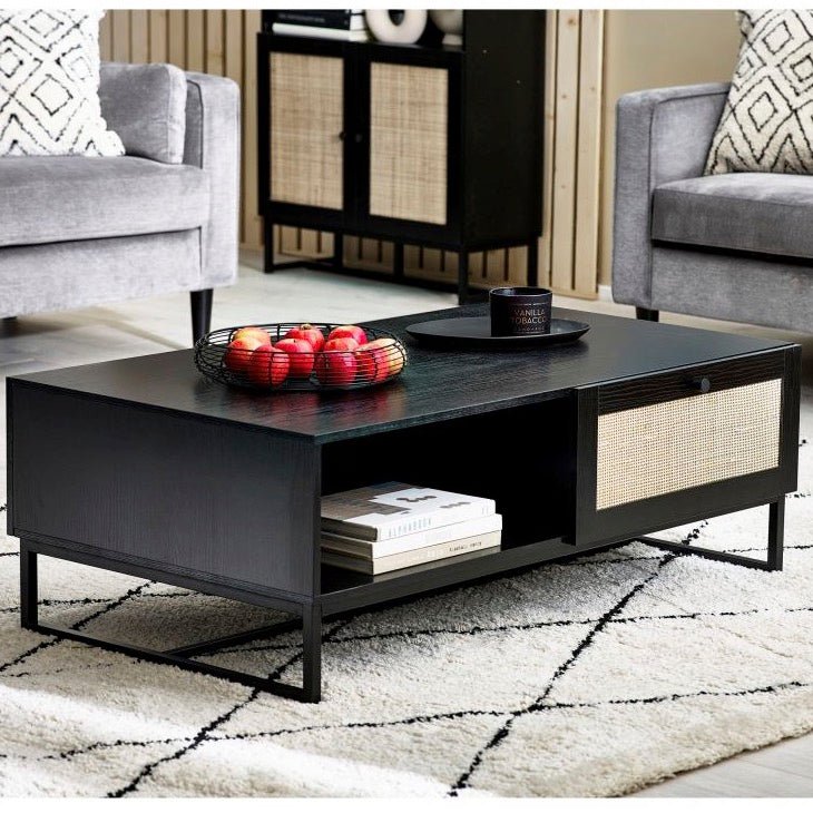 Padstow Coffee Table with 2 Drawers - Black1 - Duck Barn Interiors