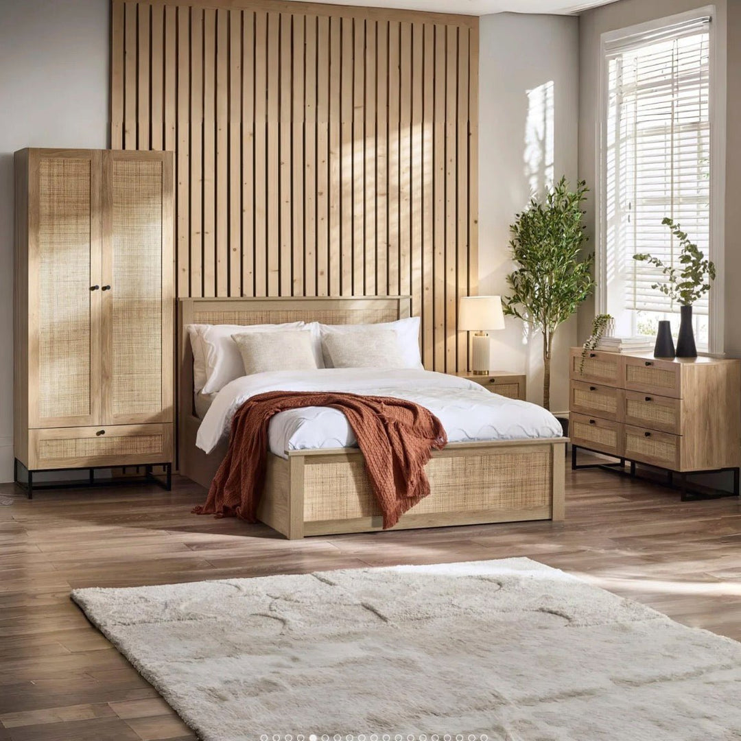 Padstow Double Wardrobe With Low Drawer - Oak8 - Duck Barn Interiors